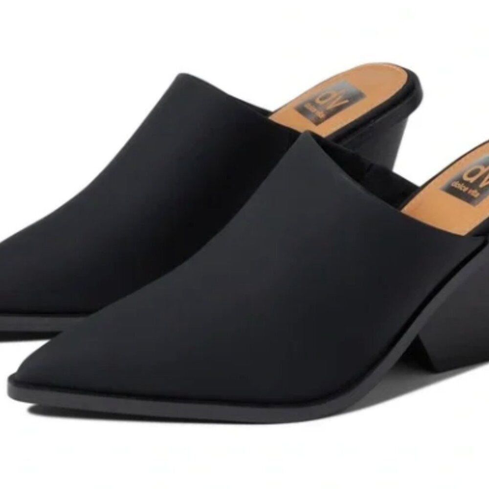 Dolce Vita Davina Women's Black Ankle Pointed Toe Slip-on Heel Ankle Mules